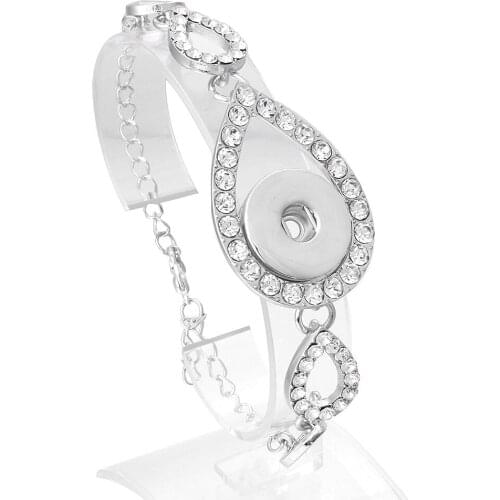 18mm Snap Button Jewelry Rose Gold Silver Color Snap Bracelet Bangles Flower Crystal Snap Button Bracelet for Women Men Jewelry