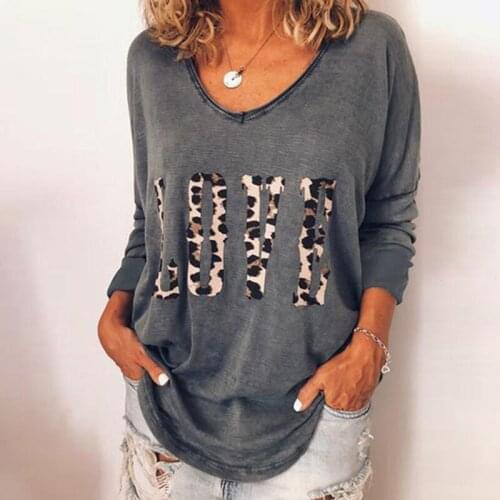 Women Spring Autumn Loose Casual Tshirt Long Sleeve Tops New Office Lady Leopard Print Fitted Long Sleeve Camiseta Feminina
