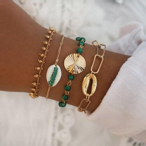 Fashion Gold Color Natural Shell Charm Bracelets for Women Alloy Beads Tassel Bracelet Female Hand Chains 2020 Trendy Jewelry