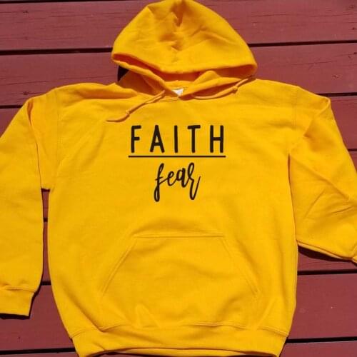 Faith Over Fear Christian Hoodies Jesus Inspiration Outfits Women Hope Religion Clothing Casual Cotton Pullover Summer Drop Ship
