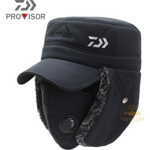 2020 DAIWA Fishing Hat Waterproof and Warm Ski Hat Mens Outdoor Riding Windproof Cap Winter Fleece Thickened DAIWA Fishing Hat