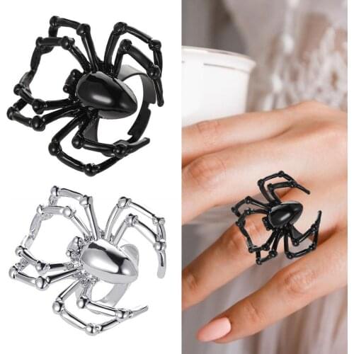 2021 Neo-gothic Unisex Animal Ring Black Spider Ring Halloween Creative Alloy Fashion Jewelry HalloweenGift