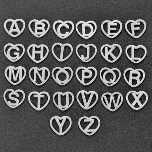 3Pcs/Lot New Fashion A To Z Alphabet Heart Hollow 26 Letters Charms Stainless Steel DIY Pendant Jewelry Accessories