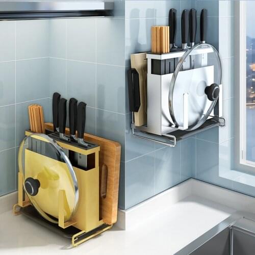 304 Stainless Steel Wall Mounted Knife Holder Chopping Board and Cutlery Storage Rack Kitchen Accessories Organizer Shelf Tools