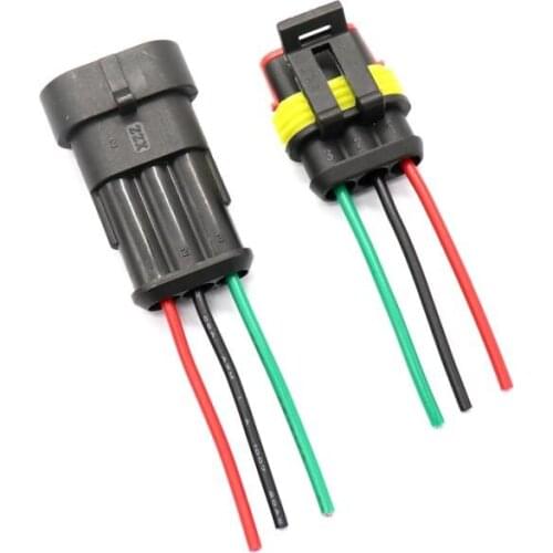 5 Pair 3 Pin Way Car Waterproof Electrical Connector Plug Socket Wire Kit