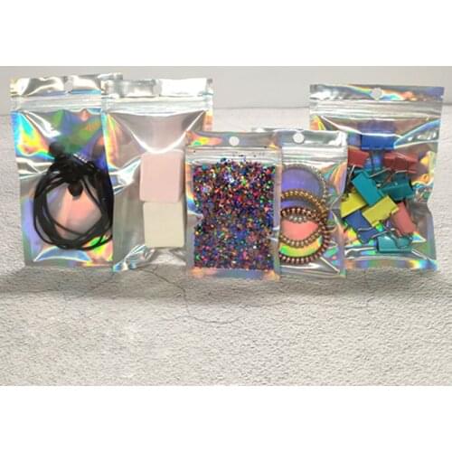 50Pcs Makeup Pouches Iridescent Ziplock Bag Packaging Bags Reusable Sealed bag Translucent