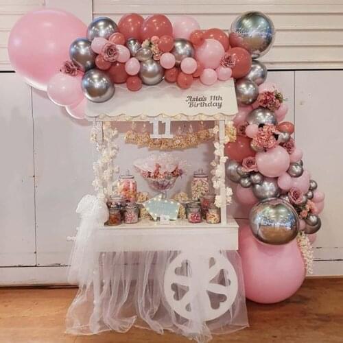 86pcs Pink Silver Balloon Garland Arch Kit Retro Peach Pink Latex Balloons Birthday Party Decoration Bridal Wedding Supplies