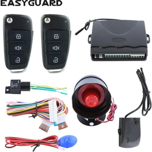 EASYGUARD car alarm system Universal central door locking keyless entry remote trunk release shock alarm anti theft dc12V