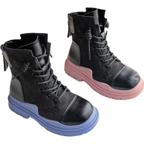 CMSOLO Spring Autumn Boots Shoes Kids Winter New Fashion Shoes Heels Flat Big Children Martin Shoes Boots Soft Leather Boot Shoe