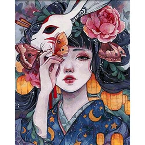 Cioioil-T1062 Japanese style girl Painting by numbers wall decor canvas brush painting paint coloring by numbers acrylic craft