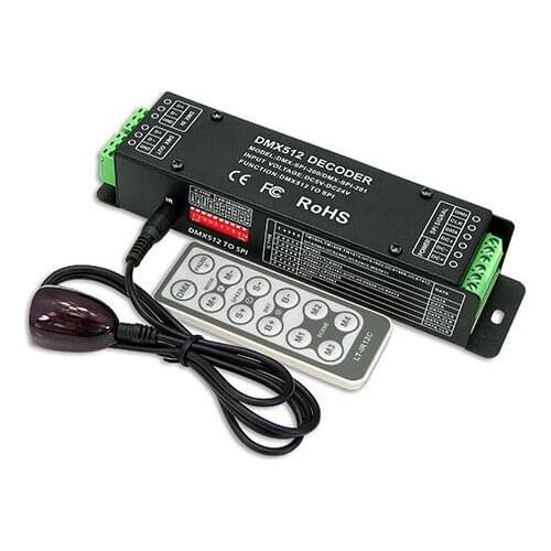 DMX-SPI-200 DMX-SPI Decoder with IR remote;support WS2801/WS2811/WS2812/WS2812B/TM1804/TM1809/INK1003/1903.etc IC
