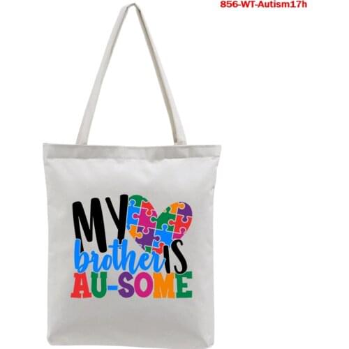 Women Canvas Shoulder Bag Autism Seeing The World Differently Print Ladies Shopping Bags Cloth Handbags Tote Books Bag for Girls