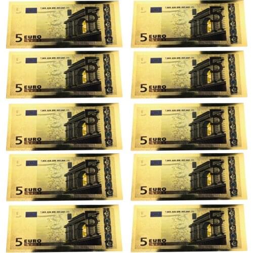 Euro Fake Gold World Currency Paper Bill 5 European Gold Foil Bank Note Money April Fools' Day Kidding Gift Banknote Collection