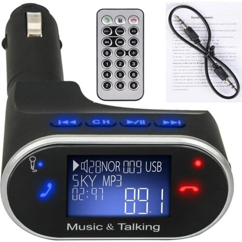 FM Transmitter Bluetooth Car Kit Hands free MP3 Player USB Charger 3.5mm Aux LCD Remote FM Radio Wireless Phone Accessories 12V
