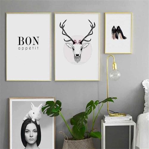 HAOCHU Sheepshead High Heels Canvas Painting For Living Room Home Decor Painting Print Poster Simple Nordic Wall Picture
