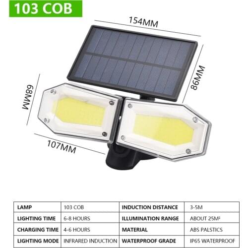 Motion Sensor Led Solar Lamp 56 78 103 Solar Led Light Outdoor High Brightness Garden Street Wall Light Decorative Lighting IR65