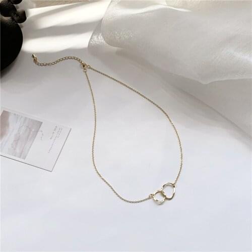 Classic Simple Irregular Hollow Metal Hoop Stitching Pendent Necklace Korean Fashion Necklace for Women Girl Collar Jewelry Gift