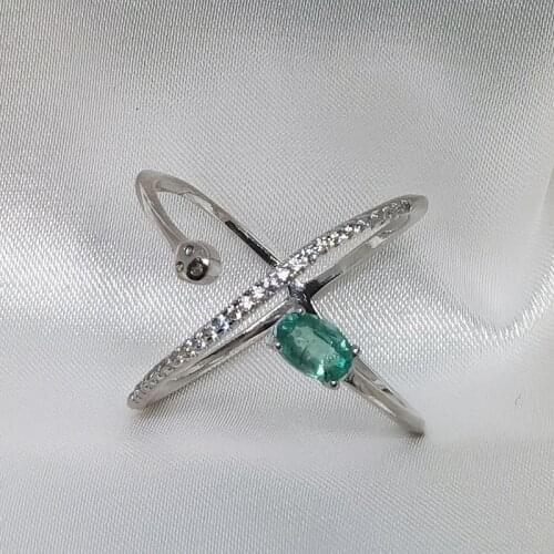 Natural High Quality Emerald Polycyclic Ring S925 Silver Fashion Fine Weddings Charming Jewelry for Women Free Shipping