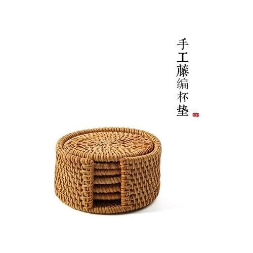 Handmade rattan cup mat Kung Fu tea accessories insulation pad storage type Natural preparation health environmental protection
