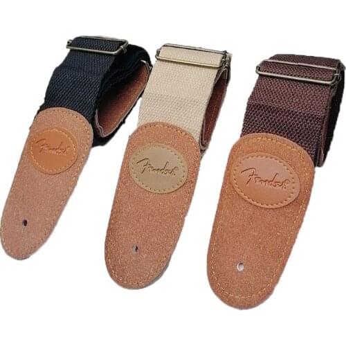 Guitar Strap Leather Electric Guitar Strap Folk Wooden Guitar Strap Shoulder Strap with Cotton Widened and Thickened