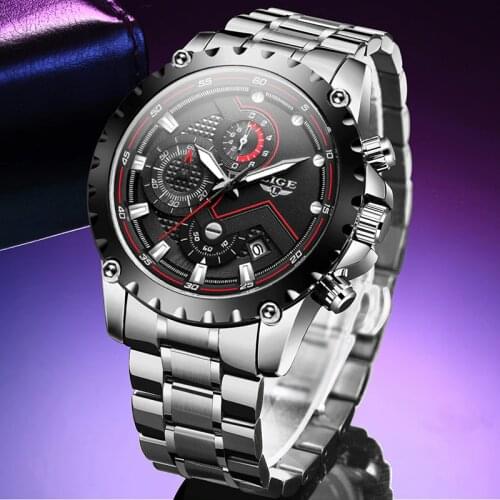 LIGE 2020 Mens Watches Top Brand Fashion Full Steel Waterproof Quartz Watch Man Army Military Sport Wristwatch Relogio Masculino