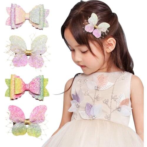 MAYA STEPAN 1 PCS Baby Girl Infant Hair Accessory Cloth Newborn Clip Headwear Princess Children Cute Bow Butterfly Hairpin Gift