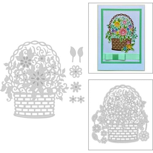 2020 New Flowers Basket Metal Cutting Dies Leaves and Background Die Cut Scrapbooking For Crafts Card Making no Stamps Sets