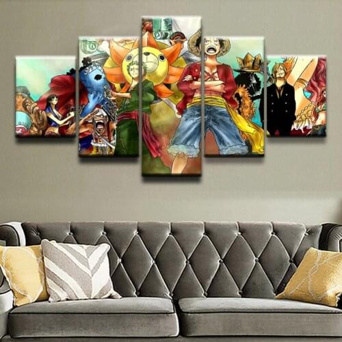 Wall Art 5 Pcs One Piece Characters Luffy Modular Canvas Posters Pictures HD Prints Paintings Home Decor Living Room Decoration