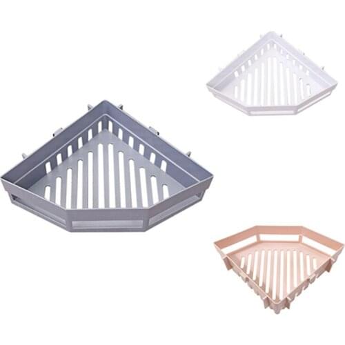 Suction Wall Triangular Shower Caddy Shelf Bathroom Corner Bath Rack Storage Holder Organizer Shelves