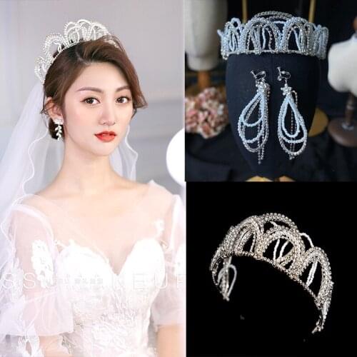NiuShuya Handmade Beaded Crown And Tiara Headband Pearl Vintage Bridal Hair For Women Diadem Wedding Hair Accessories