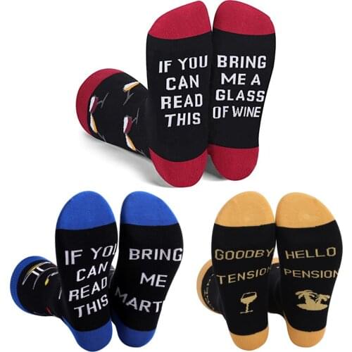 Funny Words Socks For Men Women IF YOU CAN READ THIS BRING ME WINE MATINI Cotton Winter Warm Fun Socks for Teen Boy Xmas Gift