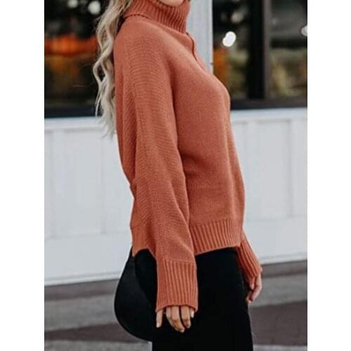Pullover 2021 Autumn/winter New Style Knitted Bohemian Womens Loose Fashion High-neck Reverse Holiday Jacket New Large Size
