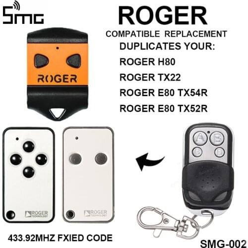 ROGER H80 TX22 ROGER E80 TX54R TX52R Garage Door remote control ROGER remote garage key duplicator for gate control 433.92mhz