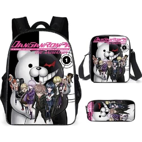 Danganronpa Monokuma Backpack Boys Girls Satchel Anime Cartoon Cospaly School Bag Student Travel Laptop Bags for Kids Schoolbags