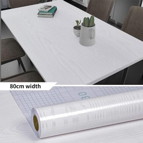 Wokhome Self-adhesive 3D PVC Wallpaper Thick White Oak Wall Papers Waterproof Furniture Renovation Stickers Wood Grain Stickers