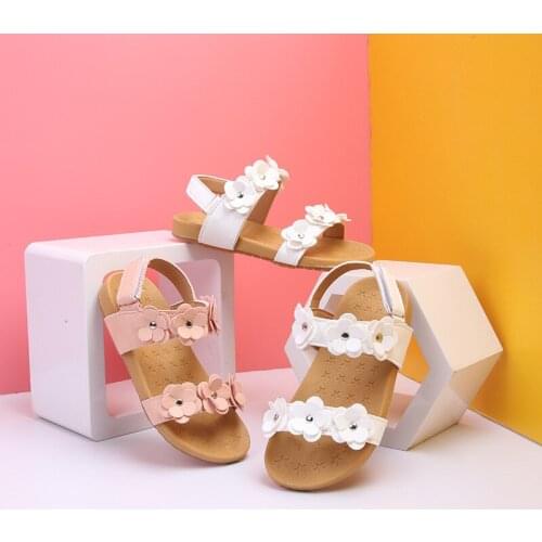 Skoex Childrens Sandals Girls Casual Sneakers2020 New Fashion Flowers Soft Bottom Non-slip Toddler Girl Kids Flat Beach Shoes