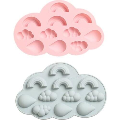 Cute Silicone Mold Rainbow Cloud Drop Shaped Chocolate DIY Candy Pudding Kitchen Accessories Cake Decorating Tools