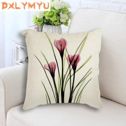 Tulips Flower Print Modern Throw Pillow Case Plant Abstract Flower Home Classy Decorative Pillowcase 45x45cm for Bed