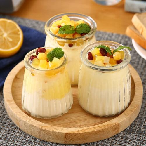 Pudding Mousse Glass Drinking jar Bottle with Lid Food Container for Juicing Yogurt Milk Homemade Beverages Glass Storage Bottle