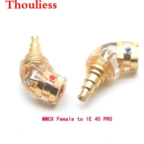 Thouliess Pair Gold Plated Headphone Plug for IE40 IE 40 PRO Male to MMCX/0.78mm Female Converter Adapter