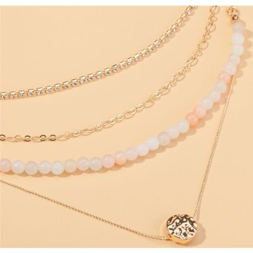 TIMEONLY Elegant Multi Layering Shiny Rhinestone Chokers Necklaces Natural Stone Irregular Metal Necklace Jewelry for Women