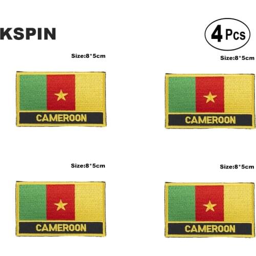 Cameroon Rectangular Shape Flag Iron on Saw on Patches Embroidered Flag Patches National Flag Patches for Clothing