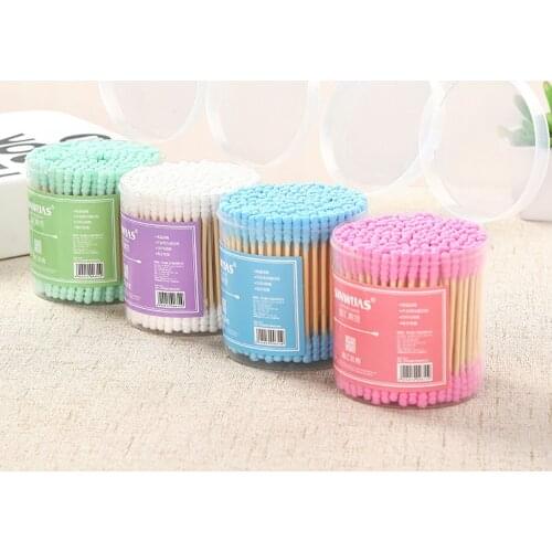 Double Head Cotton Swabs Wooden Sticks Soft Eyelash Ear Lip Eyebrow Cleaner Extension Applicator Microbrush Makeup Tools