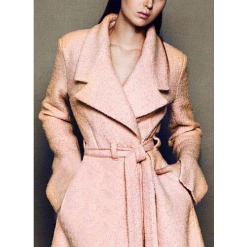Lotus root powder lady gentle wind wool coat celebrity temperament waist closing coat 2021 winter new style