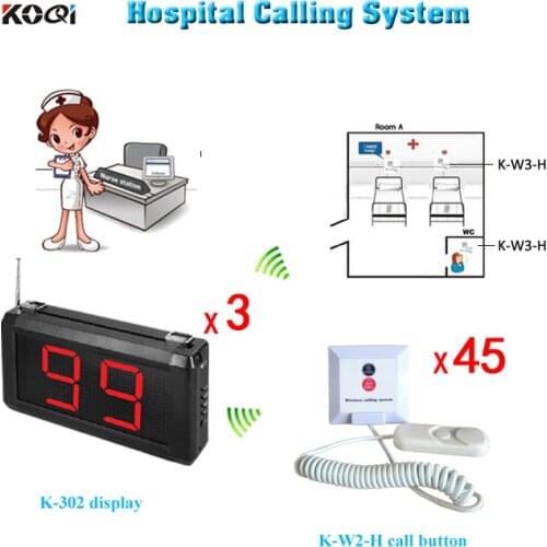 1 SET Hospital Wireless Call System of 3pcs Number Display Receiver + 45pcs 3-key Call Button DHL / EMS