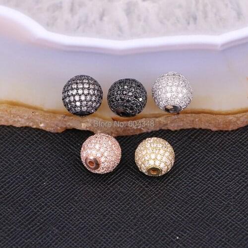 10PCS ZYZ183-9774 Micro Pave White Cubic Zirconia Disco Ball Round Beads Jewelry Making DIY Bracelet Necklaces, 12mm, Hole 2mm