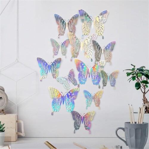 12pcs/Set Colorful Butterflies Wall Sticker Beautiful Butterfly Sticker With Pin for Kid Room Wall Decals Home Living Room Decor