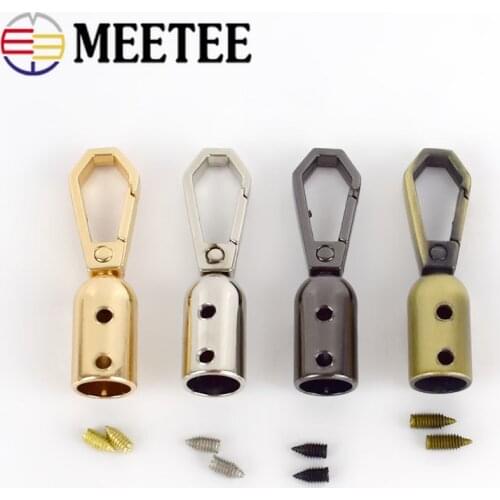 2/4/10pcs 8.6x46mm Handbag Tassel Cap Clasp Hook Bag Hanger Metal Buckles Bags Strap Stopper Cord Lock DIY Hardware Accessories