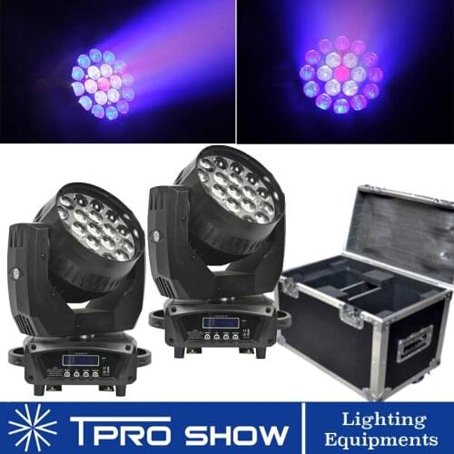 2 Lyre Wash Moving Head ZOOM 19x15W RGBW DMX Stage Lighting Effect Beam Wash LED Light Flight Case Carton For Club Wedding Djs