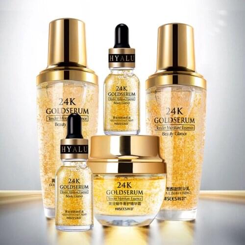 24K Gold Nicotinamide Skin Care Set Moisturizing Anti-Aging Anti-wrinkle Deep Cleaning Shrink Pores Remove Acne Skin Care Box